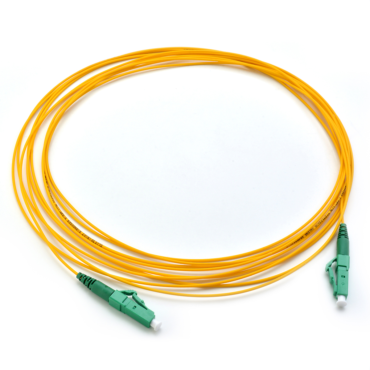 Yellow optical fiber patchcord with green LC/APC 8 ̊  connector > green LC/APC